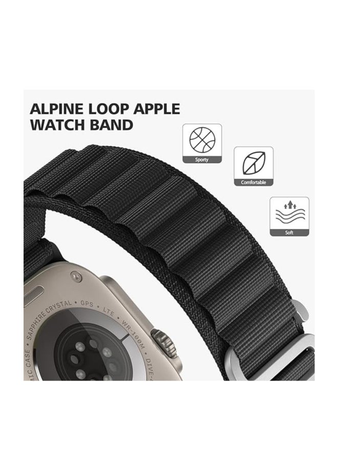 ten.tech - Tin Tech Compatible with Apple Watch Series Ultra/Ultra 2 Band 49mm, 45mm, 44mm, 42mm, Nylon Sport Loop Band for Apple Watch Ultra/SE 1/2/3/4/5/6/7/8,– black - Image 1
