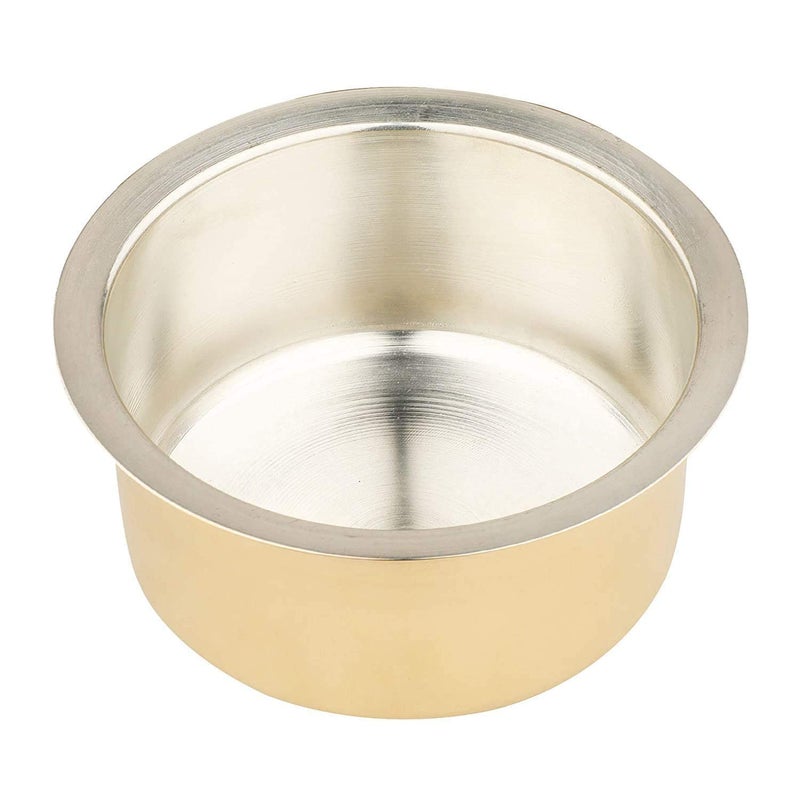 Damurhu Pure Brass Round Top Set kalayi Patila Bhagona for Kitchen Bakeware Utensils Gold Bronze Size 11 700 ML Set of 2 PCS - Image 1