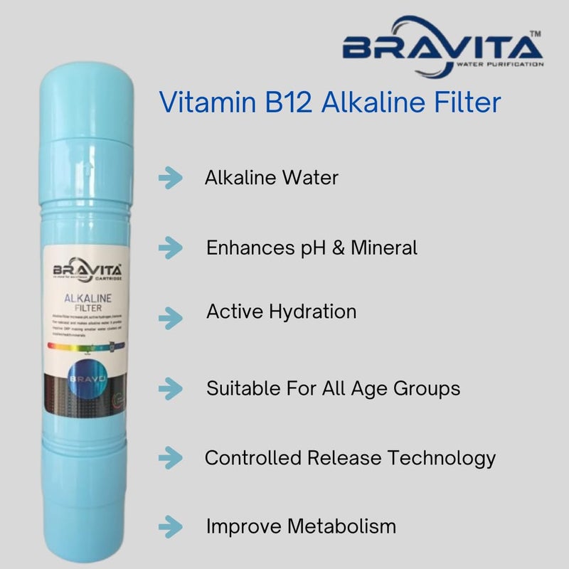 BRAVITA BRAVITA B12 Alkaline Filter and Mineral Cartridge Long Life 1218 Months for RO Water Purifiers with Connectors B12 Filter 12000L Capacity - Image 4