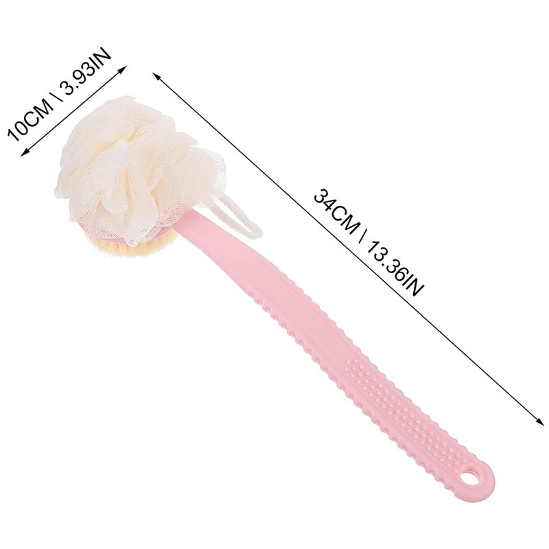 Swami Enterprise 2 in 1 Bath Shower Brush Back Scrubber with Curved Long Handled Shower Brush Shower Body Plastic Brush with Bristles and Loofah Back Scrubber Bath Mesh Sponge with Curved Long Handle for Women Men - Image 2