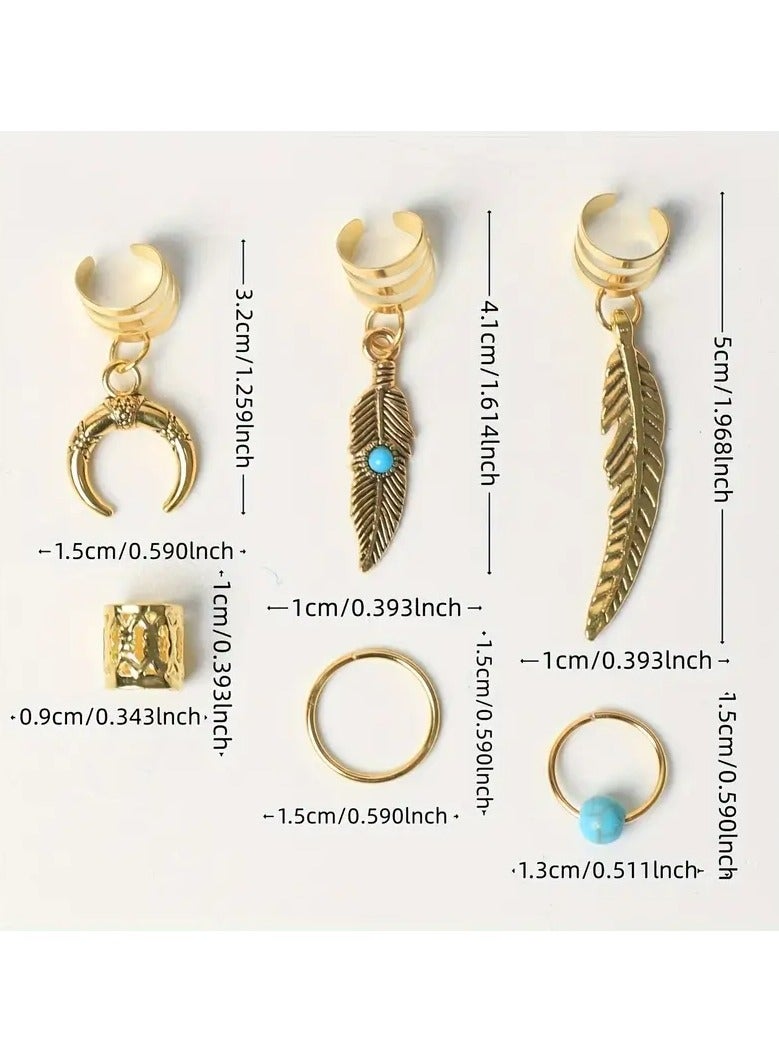Goolsky 31 Pcs Turquoise Pendant Dreadlock Braid Hair Beads Braids Hair Rings Hippie Style Hair Accessories Loc Hair Jewelry For Braids For Women - Image 3