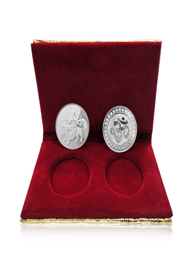 NINE10 German Silver Coins 10 Grams Silver Plated of Sherawali MATA for Diwali Gift Items for Men, Women, Staff, Customer, Clients, Corporate with Velvet Gift Box (Pack of 10 Pair) - Image 2