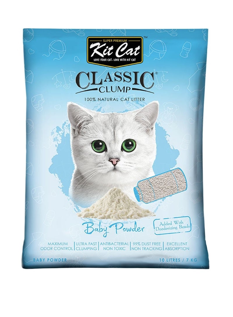 Kit Cat رمل قطط كلاسيك كلومب بودرة أطفال 10 لتر 7 كجم - Image 1