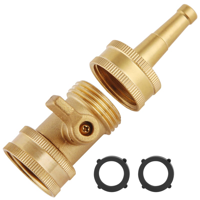 Sanpaint Jet Nozzle Power Washer for Garden Hose, Heavy Duty Brass Jetnozzle with Garden Hose Shut off Valve, Water Hose Nozzle High Pressure Powerful Washer 3/4" GHT, 2 Pack - Image 1