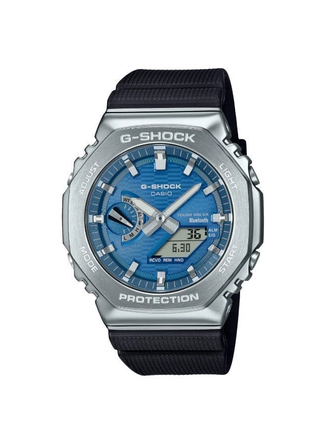 Casio G-Shock GBM-2100A-2BDR Analog-Digital Wrist Watch with Silver Case, Blue Dial, Black Strap - Image 1