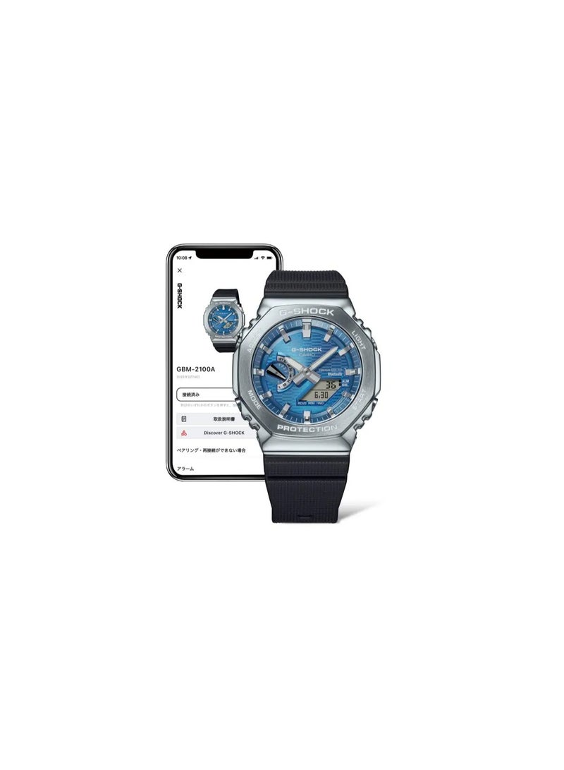 Casio G-Shock GBM-2100A-2BDR Analog-Digital Wrist Watch with Silver Case, Blue Dial, Black Strap - Image 3