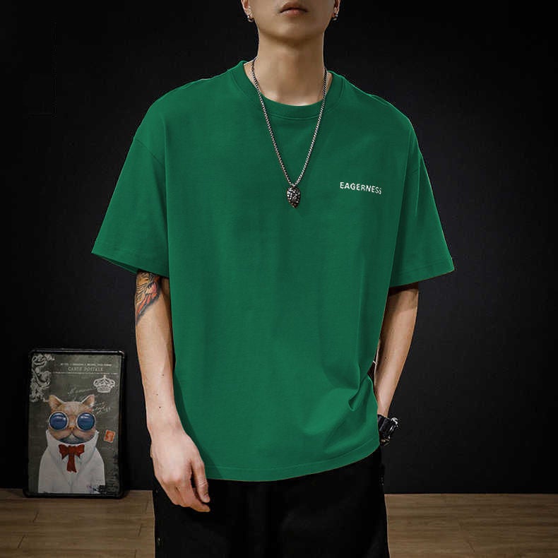 Men's T-shirt Short-sleeved Ins Fashionable Brand Pure Cotton Loose 2025 New Style Simple All-match Printed plus size Round Neck T-shirt Summer - Image 2