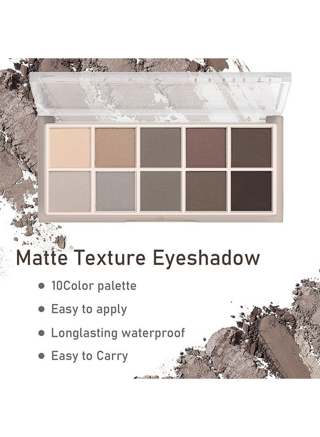 Sweet Mint 10 Colors Eyeshadow Palette,All Matte Eyeshadow Palette for Older Women,Highly Pigmented Blendable Shades,Neutral Eye Shadow Palette Makeup,Waterproof Cool-tone Grey Brown Eyeshadow,04 - Image 4