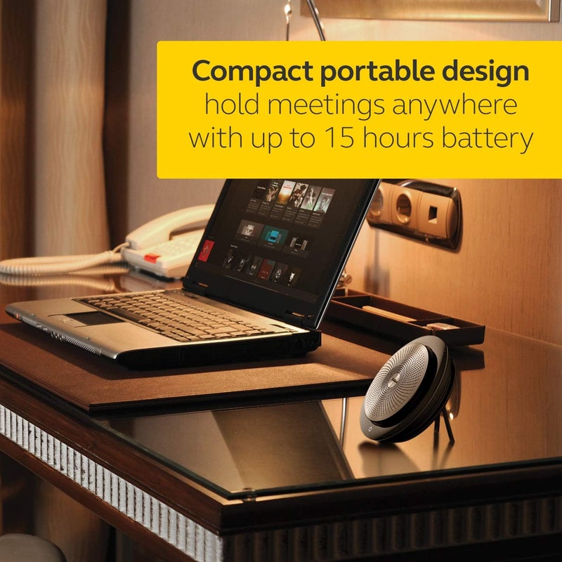 جابرا سماعة Jabra Speak 710 اللاسلكية بتقنية Bluetooth م�� محول USB Link 370 – سماعة محمولة مخصصة للاجتماعات توفر جودة صوت ممتازة، معتمدة للاستخدام مع منصات Zoom وGoogle Meet. - Image 5