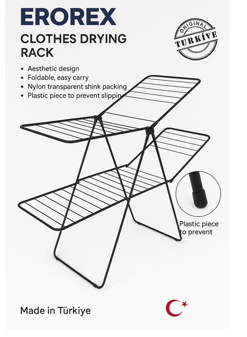 erorex oldable Clothes Drying Rack – Heavy-Duty 21 Meter Capacity, Compact Portable Laundry Dryer Stand with Anti-Slip Base – Made in Turkey - Image 2
