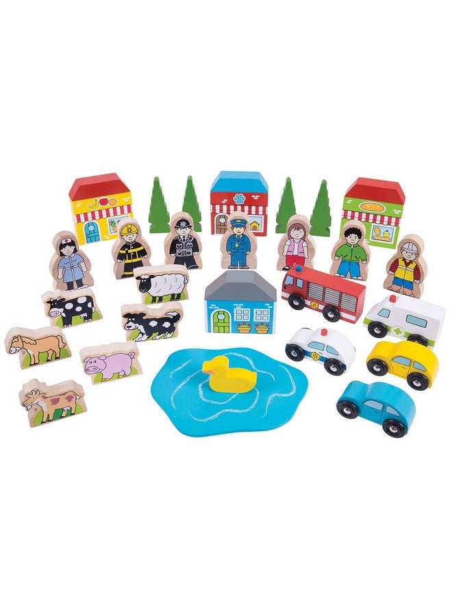 Bigjigs Rail Trackside Accessory Set - Wooden Train Set Accessories - Image 1