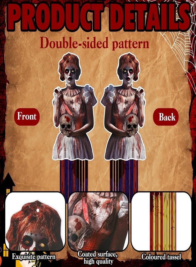 DoubleFill 8Pcs Horror Halloween Clown WindSocks Outdoor Hanging Decorations with Tassels Scary Carnival Decoration for Horror Circus Carnival Party 3.3ft for Wall Tree Home Lawn Yard Garden Decor - Image 4