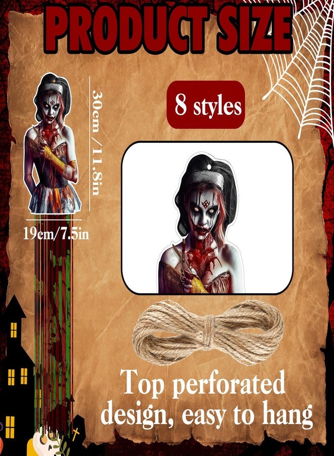 DoubleFill 8Pcs Horror Halloween Clown WindSocks Outdoor Hanging Decorations with Tassels Scary Carnival Decoration for Horror Circus Carnival Party 3.3ft for Wall Tree Home Lawn Yard Garden Decor - Image 3