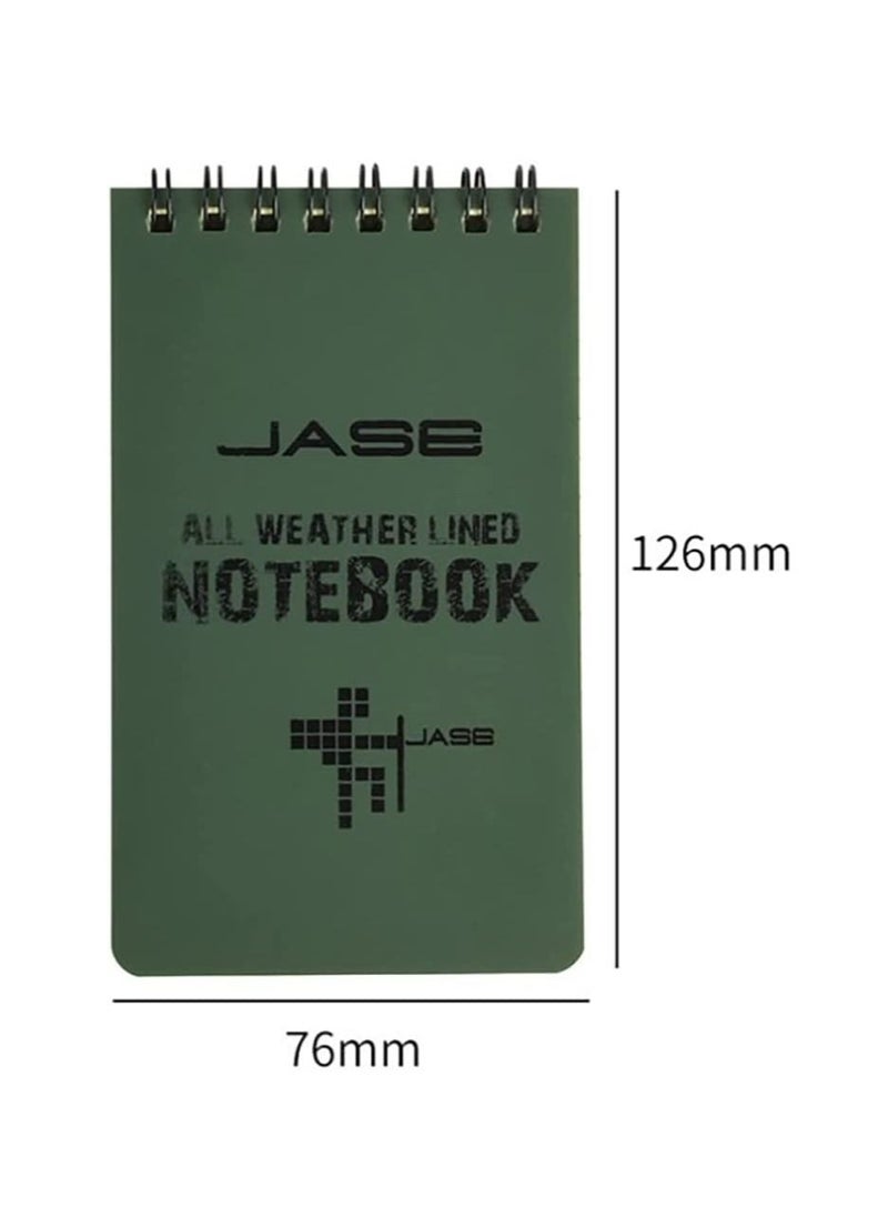 KASTWAVE - 5Packs All Weather Shower Waterproof Notebook, Pocket Size Tactical Notepad Top Spiral Memo Notes Green Grid Paper Eye Protection for Outdoor Activities Recording (3.2 x 5.5 in) - Image 1