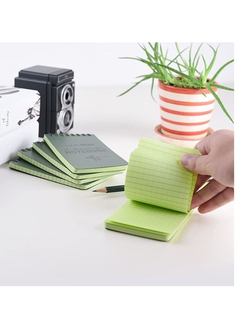 KASTWAVE - 5Packs All Weather Shower Waterproof Notebook, Pocket Size Tactical Notepad Top Spiral Memo Notes Green Grid Paper Eye Protection for Outdoor Activities Recording (3.2 x 5.5 in) - Image 1