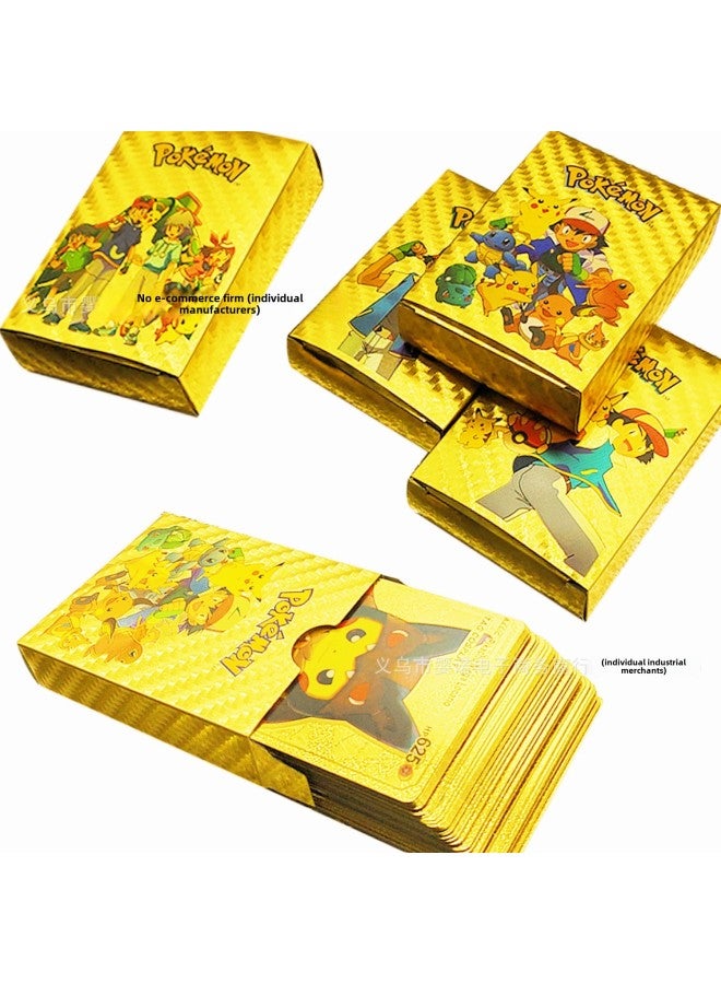 55 Baokemeng Gold Foil Card Pokemon Card Pokemon Pet Elf Table Game Collection-Color:English 55 Rainbow Gold Pictures  - Image 2