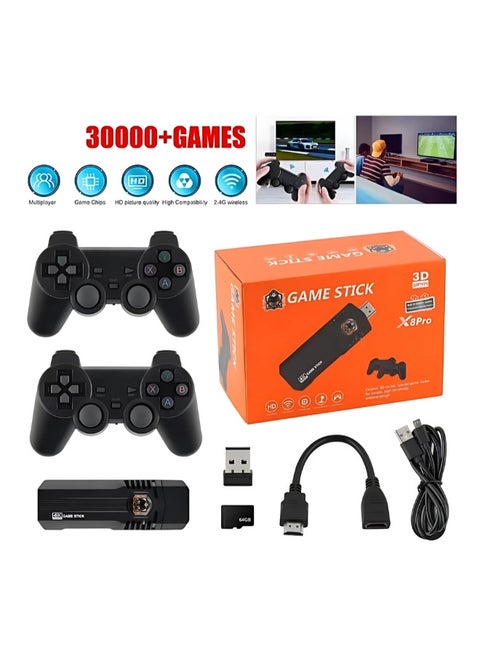 X8 pro 4K Retro Game Console 30000+ Video Game Stick +2x Wireless Controllers
