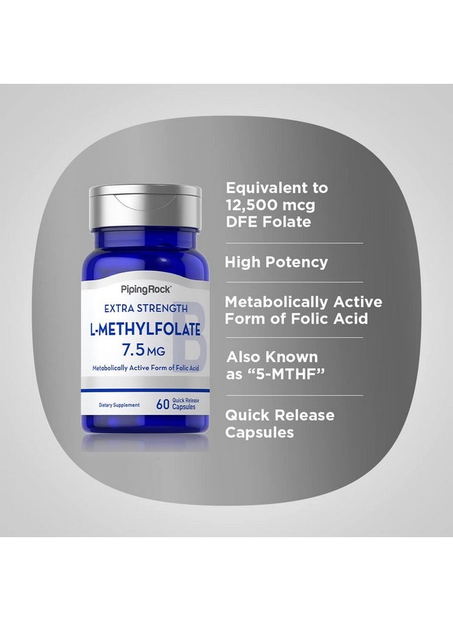 Piping Rock Lmethylfolate 75 Mg  60 Capsules  Extra Strength Supplement  Active Folic Acid  Nongmo Gluten Free  - Image 3
