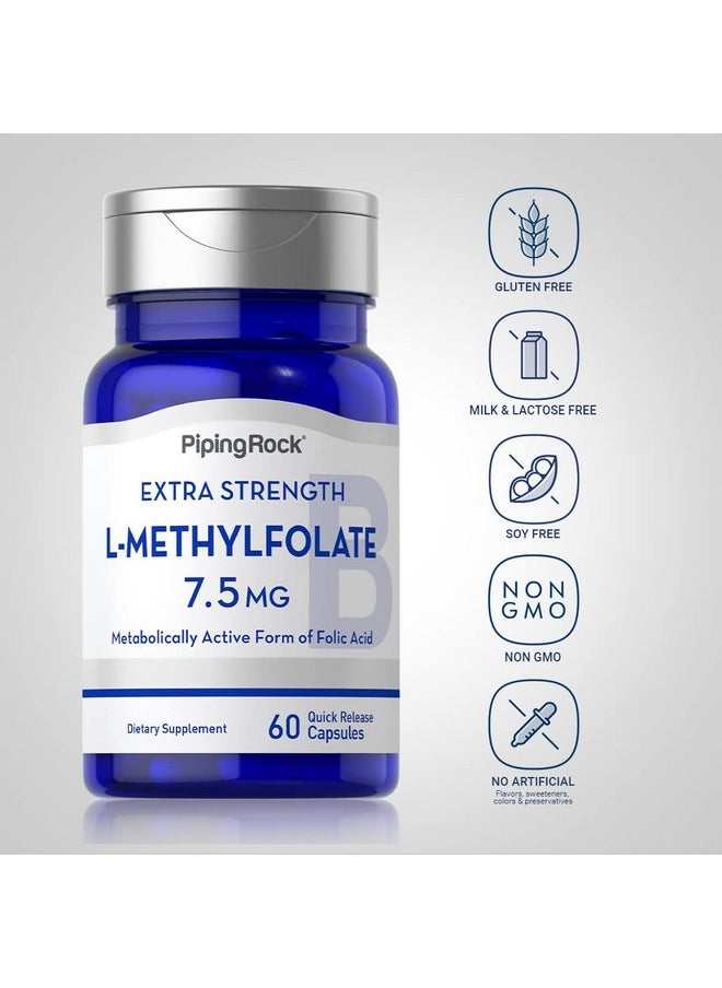 Piping Rock Lmethylfolate 75 Mg  60 Capsules  Extra Strength Supplement  Active Folic Acid  Nongmo Gluten Free  - Image 4