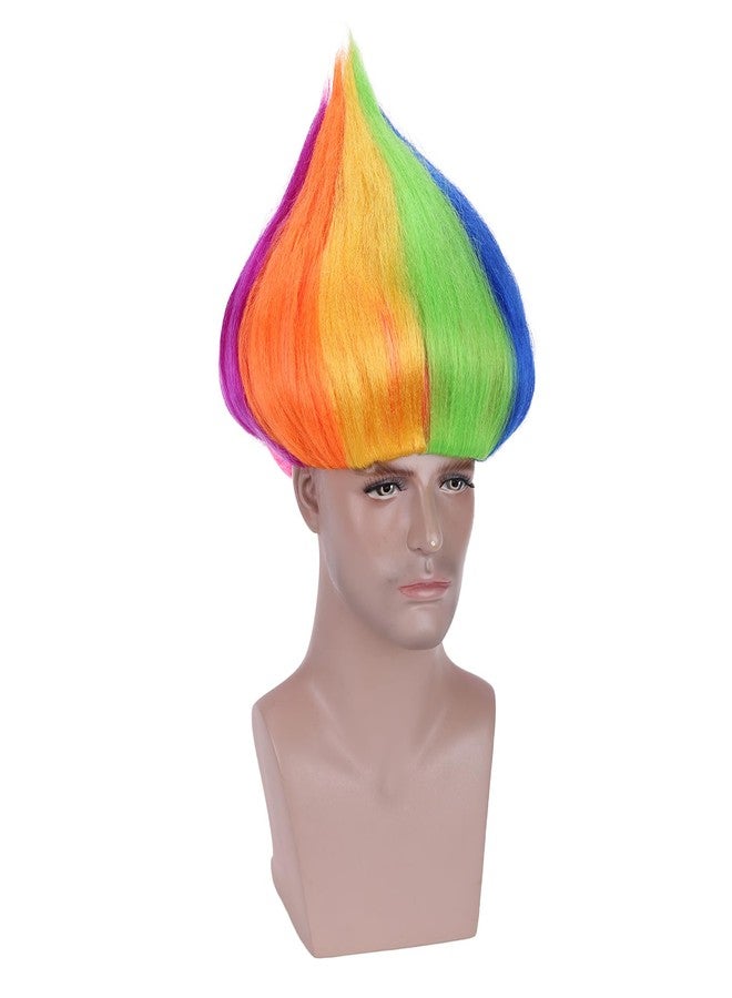 DUDUWIG Rainbow Flame Shape Wig Short Colorful Straight Wig for Kids and Adults - Image 2