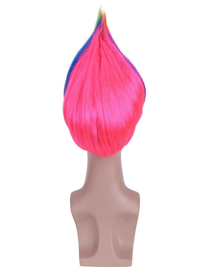 DUDUWIG Rainbow Flame Shape Wig Short Colorful Straight Wig for Kids and Adults - Image 5
