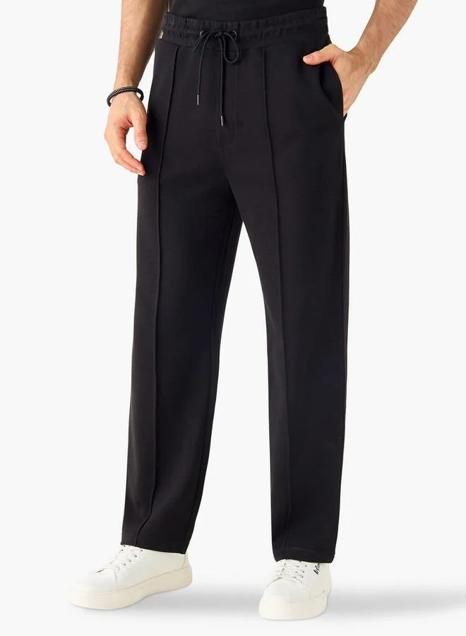 Emperor Textured Track Pants with Flexi Waistband and Pockets
