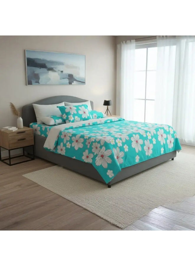 Bed sheet set, 3 pieces, 170x240 cm - Turquoise White - Image 1