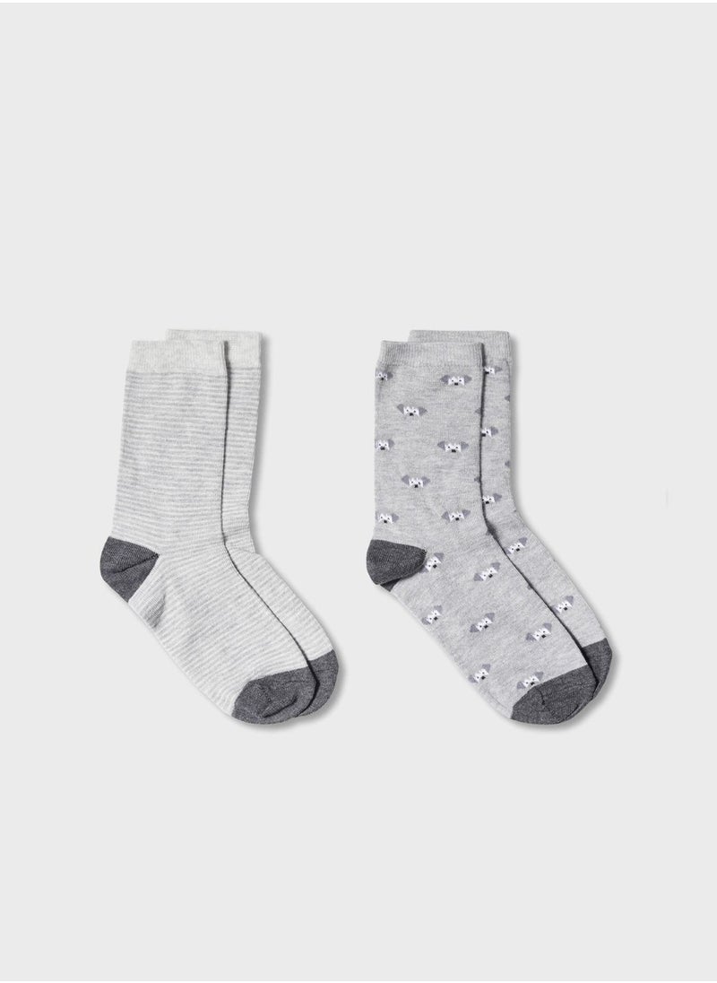 MANGO - Kids 2 Pack Assorted Crew Socks - Image 1