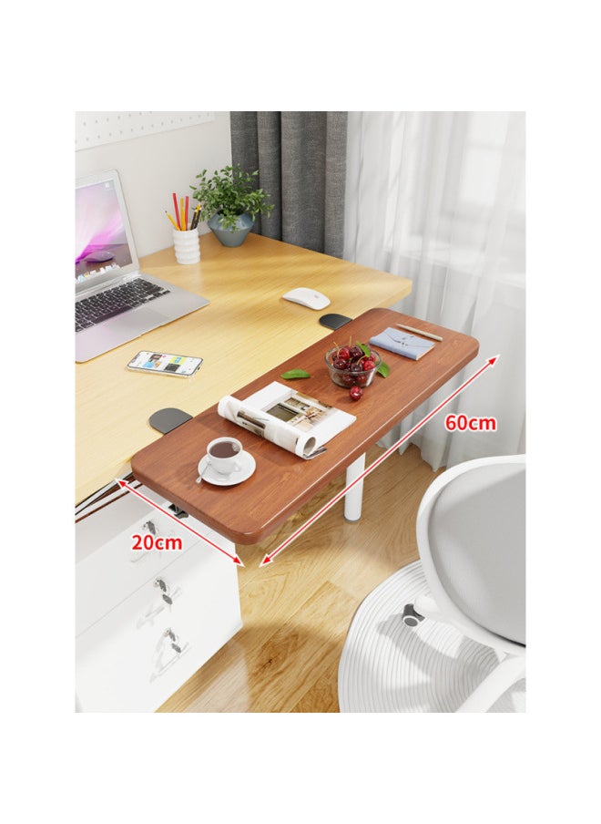 Hand-held Desktop Desktop Side Widened Computer Desk Dormitory Desk Board Extension Folding Board Keyboard Station Extension Bracket-Pattern:Black Bracket + Teak Board 60*20*1.2  - Image 1