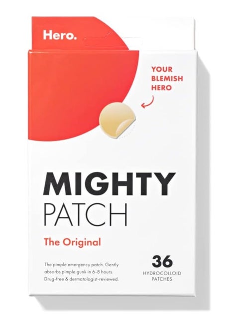 Hero Mighty Patch Original Cosmetics - Hydrocolloid Acne Pimple Patch for Covering Zits and Blemishes, Spot Stickers for Face and Skin, Vegan-friendly and Not Tested on Animals (36 Count)
