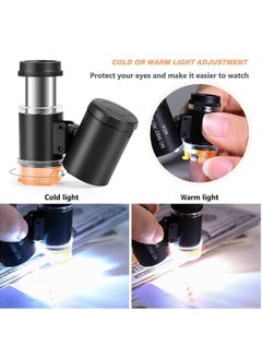 Captaintech Magnifier, 2 Pieces 60X Mini Pocket Microscope, Jewelers Eye Loupe with 3 Light, Portable Magnifying Glass for Handcrafts Jewelry Diamond Gem Coins Currency  - Image 4