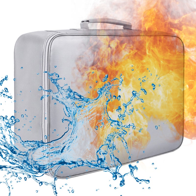 Fireproof Document Bag with Zipper Closure Fire& Water Money Bag Storage Pouch Organizer Case Home Office Travel Safe Bag for Documents Files Money Cards Passport Valuables - Image 1