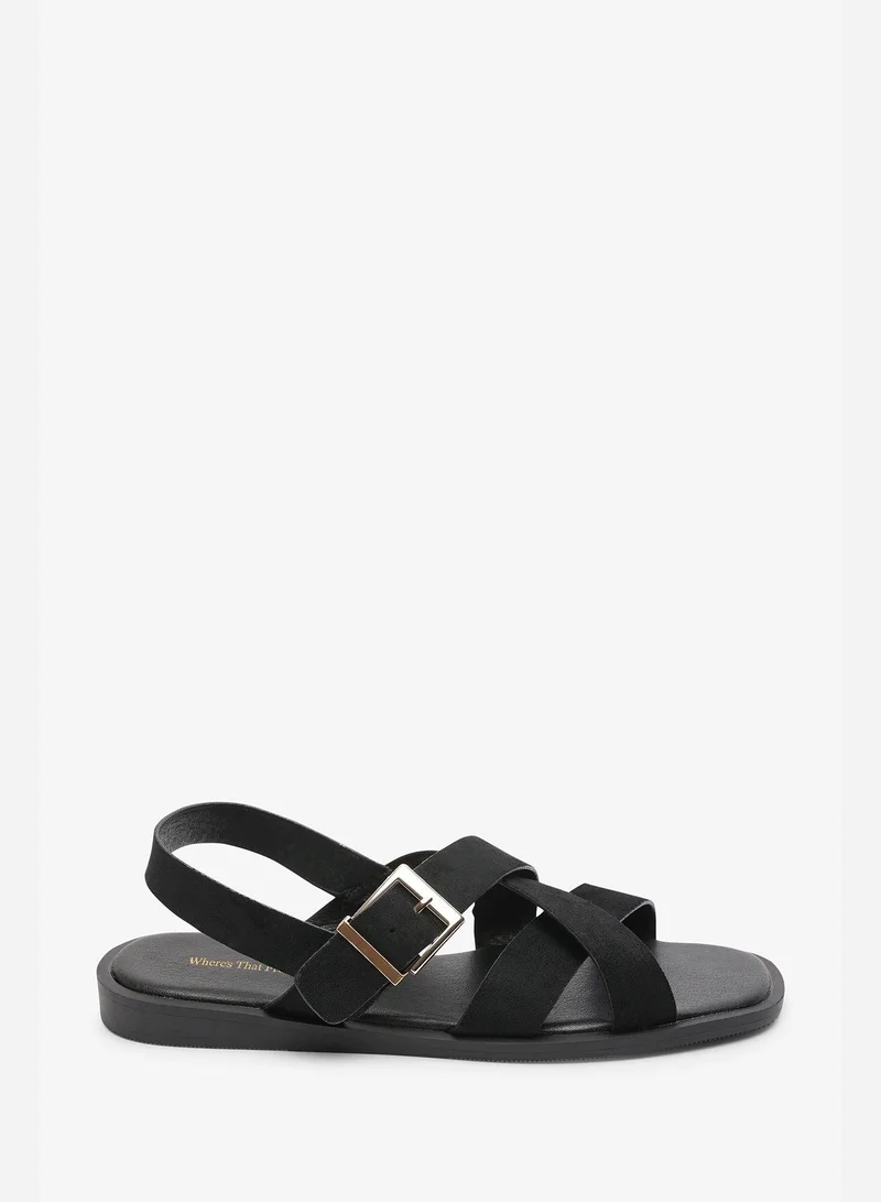 ويرز ذات فروم Capri Cross Over Open Toe Black Suede Sandal
