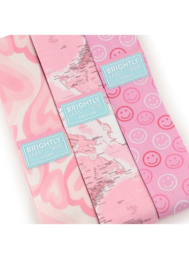 BRIGHTLY LABS Resistance Bands Fabric Exercise Bands Non Slip Hip Elastic Bands For Hip Legs Glutes And Thighs Workout Thick Wide Fitness Loop Circle Resistance Bands Set Of 3 Pack Pink  - Image 2