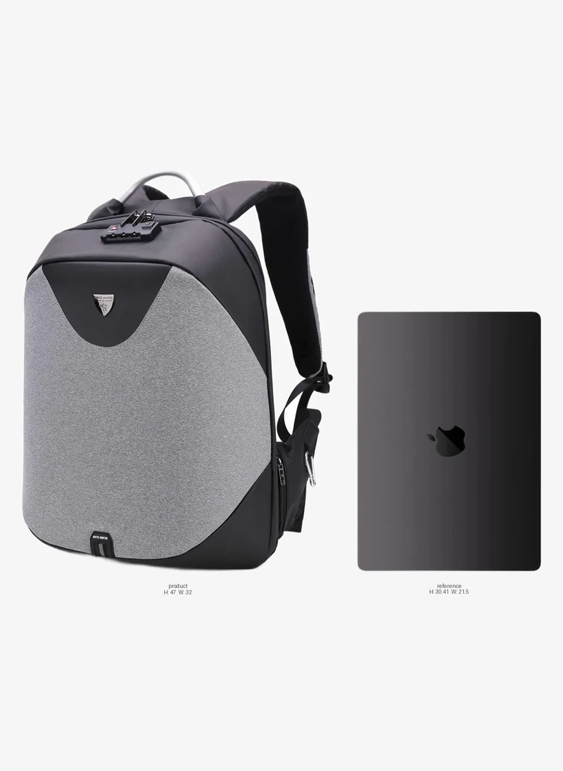 أركتيك هانتر Semi Hard Durable Polyester Travel Backpack 23L Backpack with Built In USB Port and TSA Lock, B00208, Light Grey