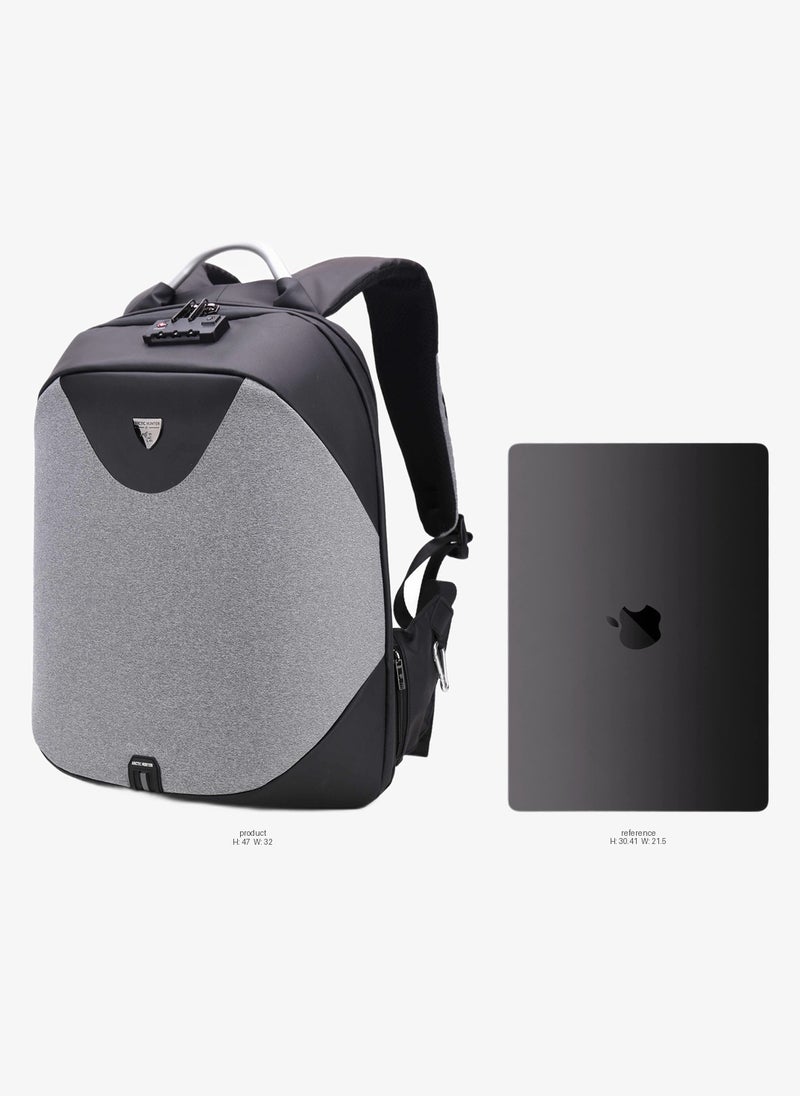 ARCTIC HUNTER Semi Hard Durable Polyester Travel Backpack 23L Backpack with Built In USB Port and TSA Lock, B00208, Light Grey - Image 2