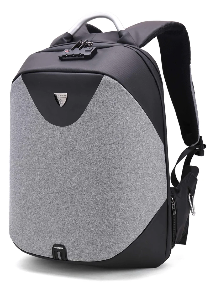 أركتيك هانتر Semi Hard Durable Polyester Travel Backpack 23L Backpack with Built In USB Port and TSA Lock, B00208, Light Grey