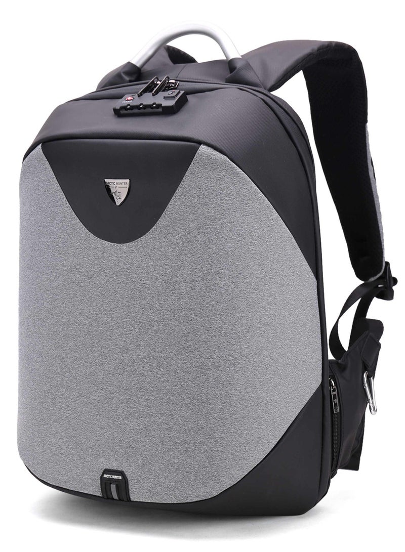ARCTIC HUNTER Semi Hard Durable Polyester Travel Backpack 23L Backpack with Built In USB Port and TSA Lock, B00208, Light Grey - Image 1