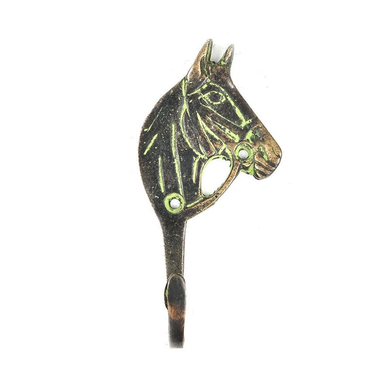 Indian-Shelf IndianShelf 1 Piece Brass Kids Western Horse Wall Hooks Animals Vintage Coat Hooks Black Decorative Hooks Purse Hanger Key Holder Kids Coat Rack Wall Mount Bag Backpack Hooks Boys Girls Room Dcor  - Image 1