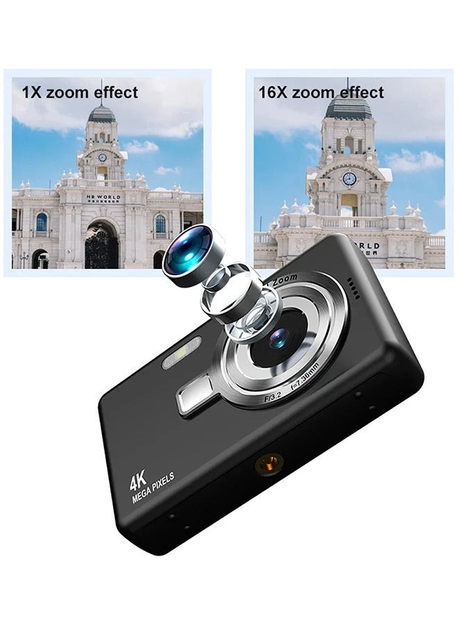 4K Digital Camera for Photography and Video Recording Cameras,with 64G Card, 96MP 2.4'' Autofocus Vlogging Compact Camera For Beginner Kids Gifts