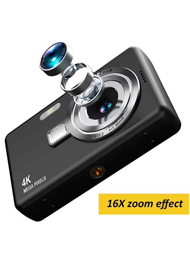 4K Digital Camera for Photography and Video Recording Cameras,with 64G Card, 96MP 2.4'' Autofocus Vlogging Compact Camera For Beginner Kids Gifts