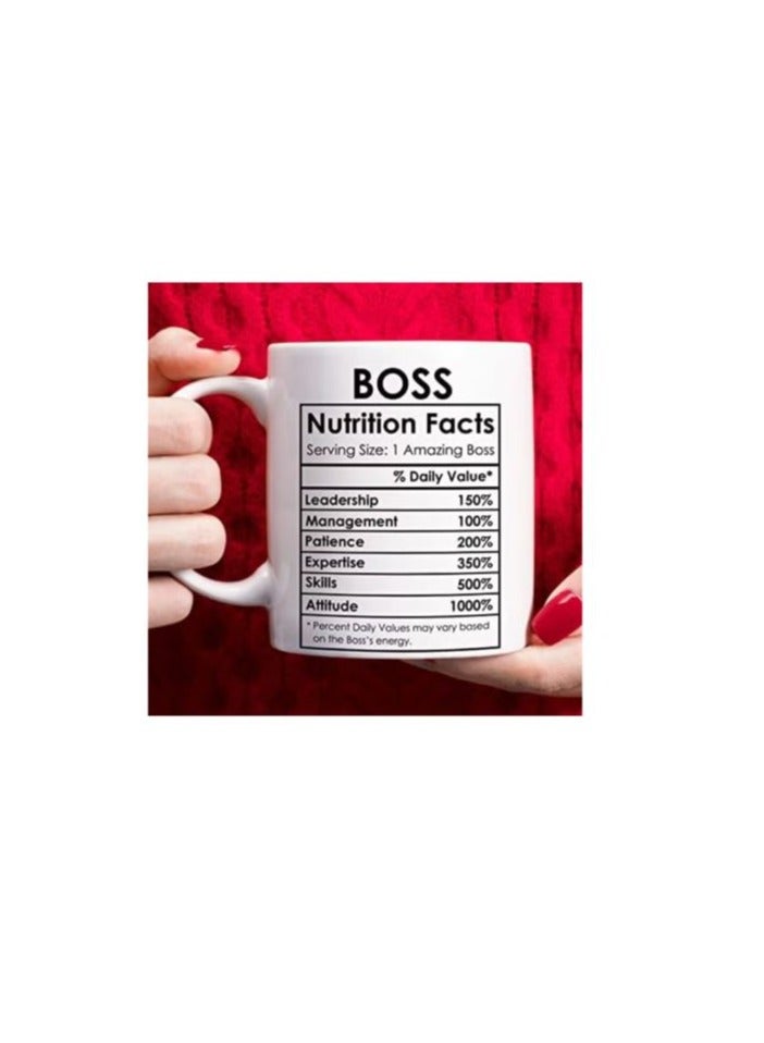 RYN Boss Coffee Mug, Best Boss Birthday Gifts For Women Men Funny, Boss Appreciation Gift, Happy Boss Day Gifts Ideas, Office Boss Lady Mug Gifts, Boss Nutrition Facts Mug - Image 1
