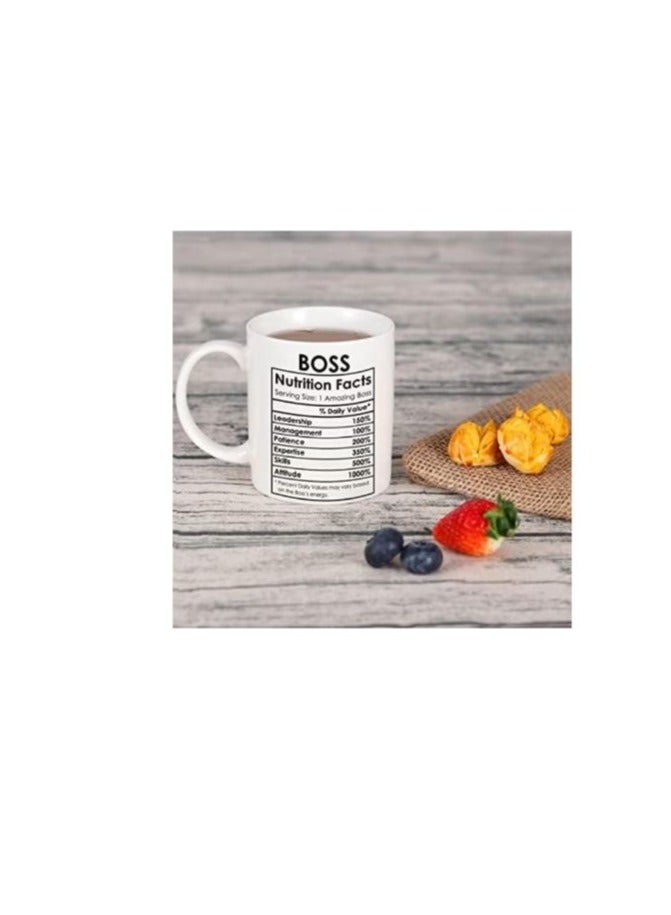 RYN Boss Coffee Mug, Best Boss Birthday Gifts For Women Men Funny, Boss Appreciation Gift, Happy Boss Day Gifts Ideas, Office Boss Lady Mug Gifts, Boss Nutrition Facts Mug - Image 2