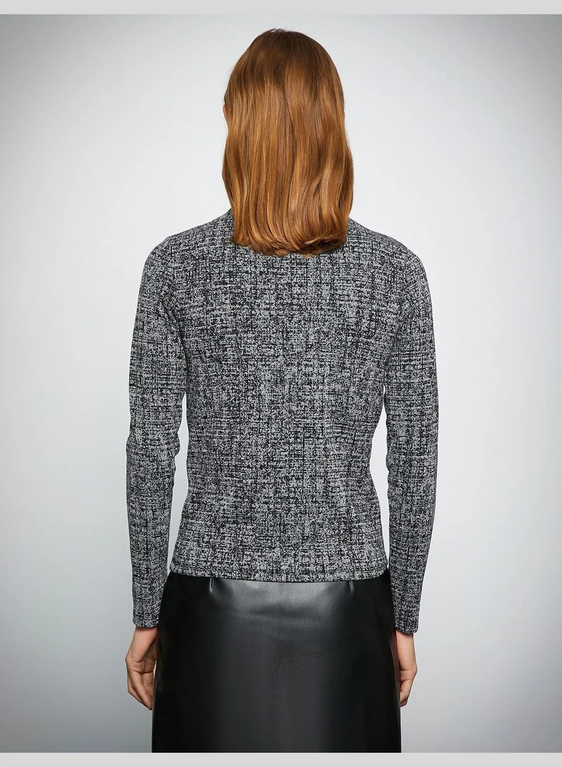 KOTON Silvery Long Sleeve Turtleneck T-Shirt