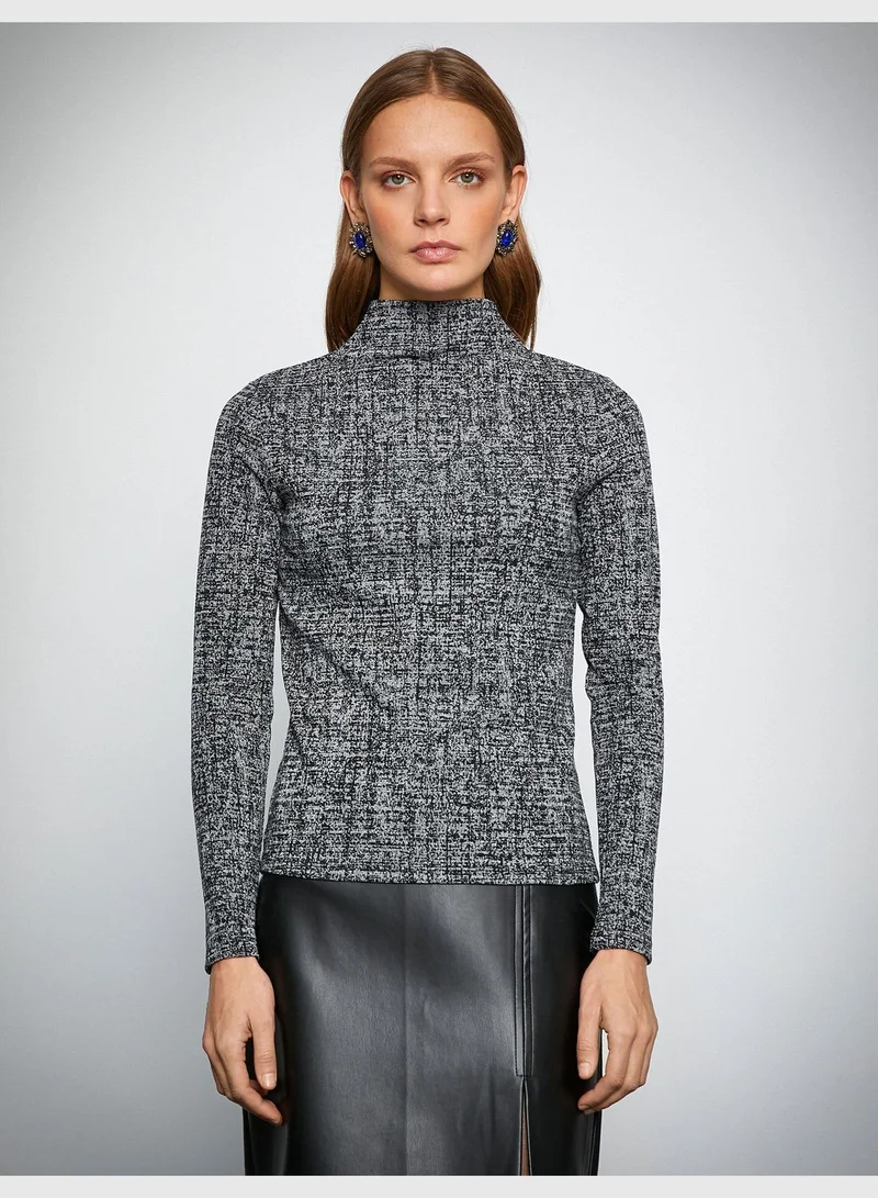 KOTON Silvery Long Sleeve Turtleneck T-Shirt