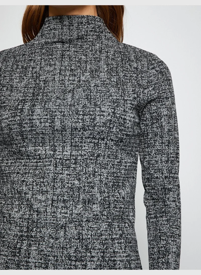 KOTON Silvery Long Sleeve Turtleneck T-Shirt