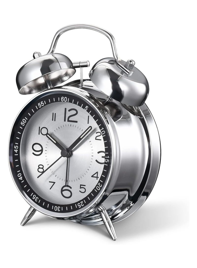 general Loud Alarm Clock for Heavy Sleepers Adult, Vintage 4 Inch Silent Non-Ticking Quartz with Backlight, Double Bell Analog Kids Alarm Clock Bedroom Bedside - Image 1