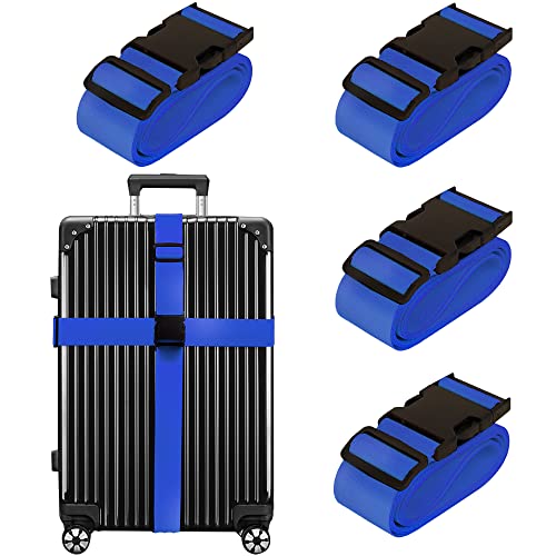 Chelmon Luggage Straps for Suitcases TSA Approved Travel Belt 4 Pack by Chelmon (Blue) - Image 1