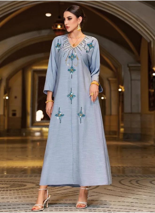 Take Two Take Two Embellished V-Neck A-Line Jalabiya