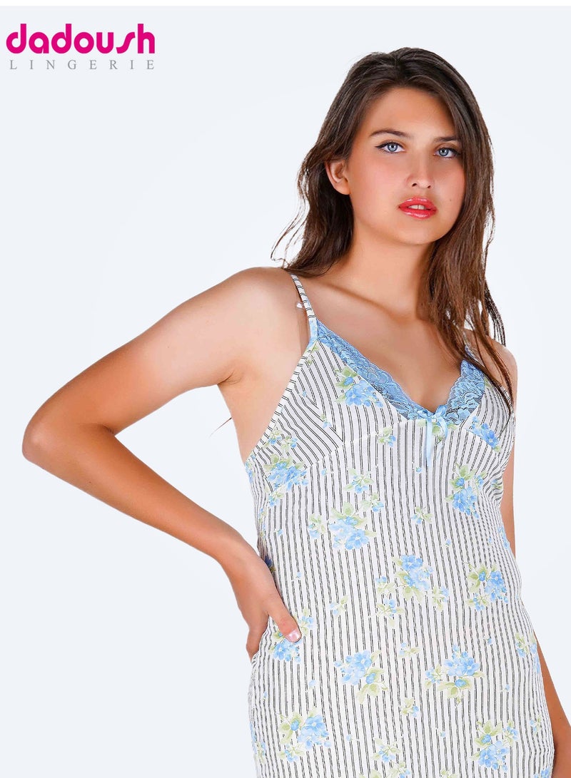 Dadoush Women's nightgowA short women's nightgown striped with thin straps that provides you with the comfort and moisture you need during the summer.n  - Image 2